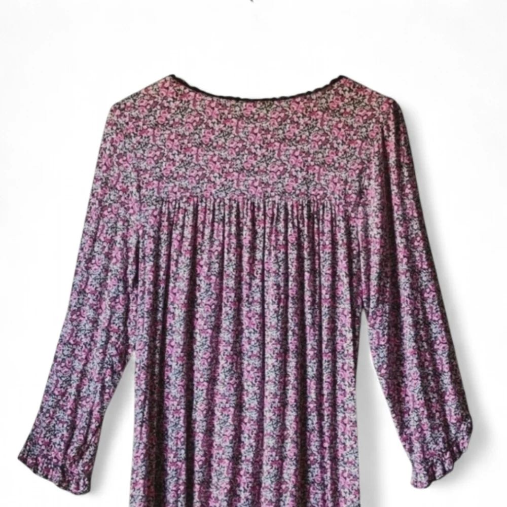 Eileen West SOFT Modal Queen Annes Lace RUFFLED HEM Floral Waltz‎ Nightgown Sz S - Picture 6 of 10